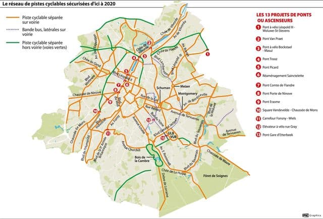 Brussels bike lane map